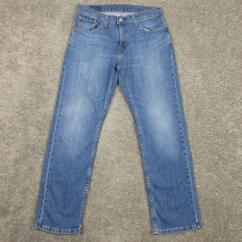 Levis Jeans Mens 30x30 Blue 559 Relaxed Straight Faded Whisker Zip Denim Pants